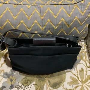 Vintage 1999 Coach  Black Twill Fabric & Leather Shoulder Bag